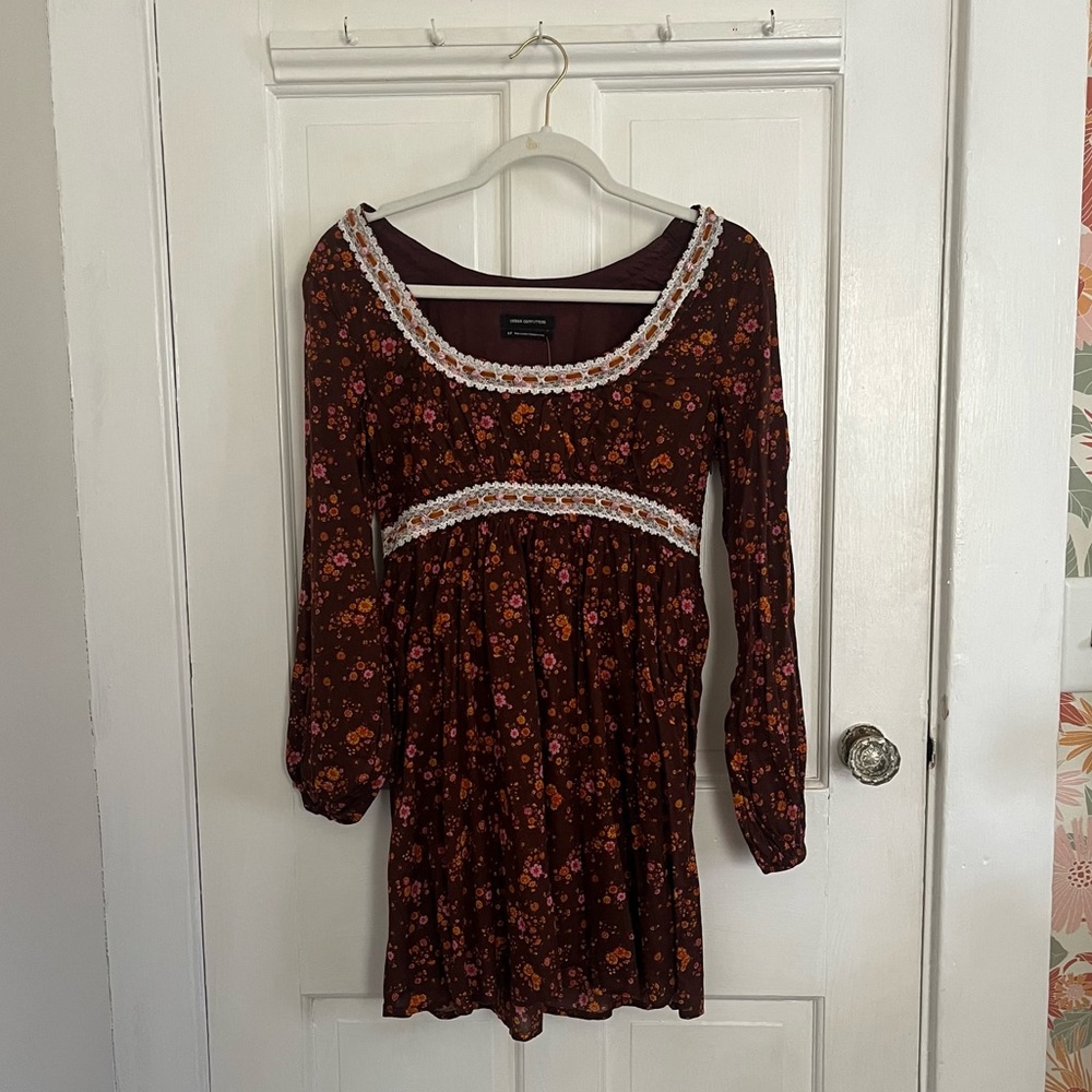 Urban Outfitters Brown Motif Mini Dress Floral